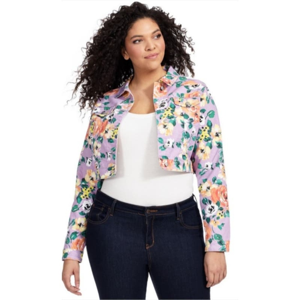 City Chic Cropped Floral Jacket XL Fits XXL